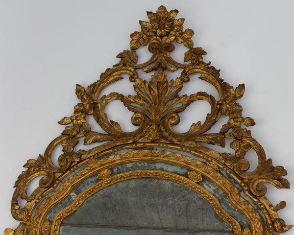 An Italian Louis XVI Period Giltwood Double Framed Mirror