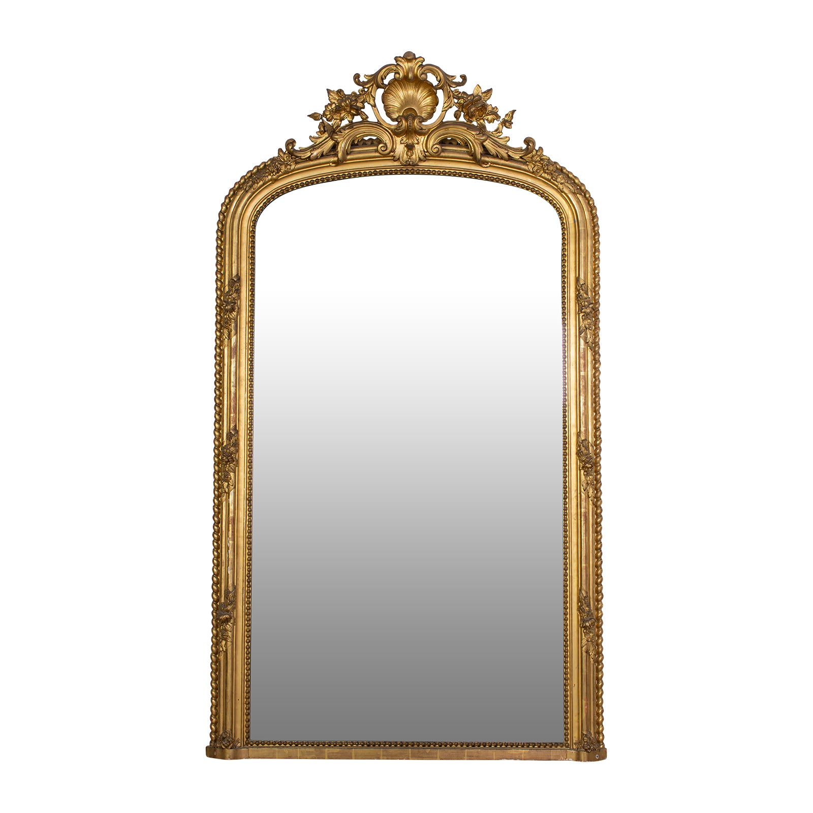 A Fine Gilt Gesso Napoleon III Floor Mirror