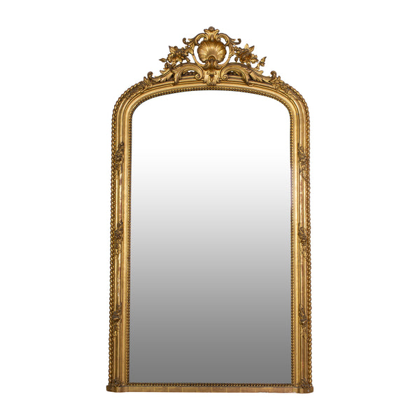 A Fine Gilt Gesso Napoleon III Floor Mirror