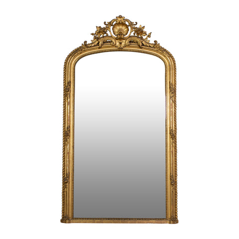 A Fine Gilt Gesso Napoleon III Floor Mirror