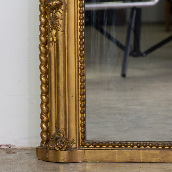 A Fine Gilt Gesso Napoleon III Floor Mirror