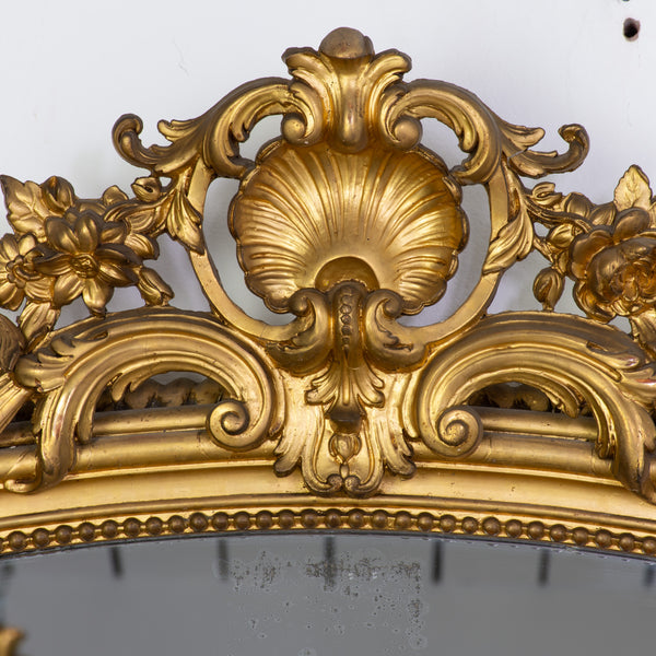 A Fine Gilt Gesso Napoleon III Floor Mirror