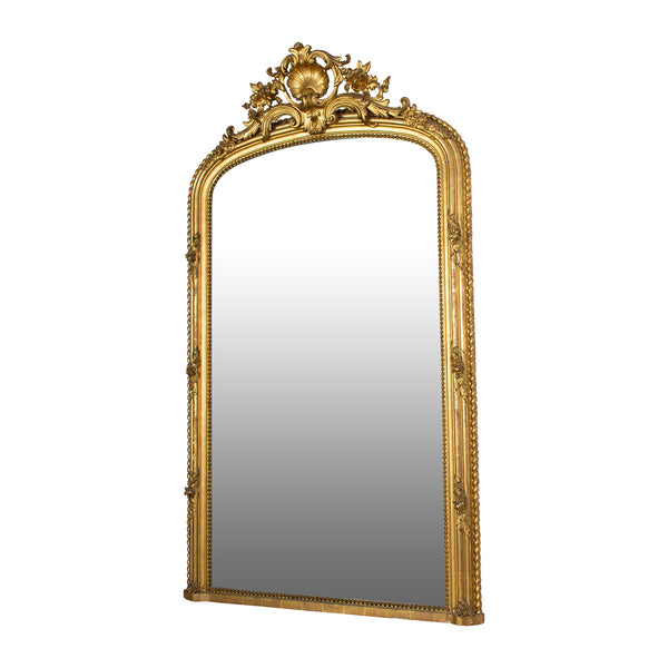 A Fine Gilt Gesso Napoleon III Floor Mirror