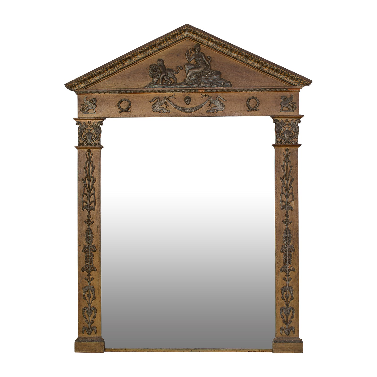 A Large Empire Style Mirror with Triangular Pediment