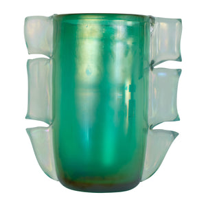 Green Murano Vase with Applied Shards