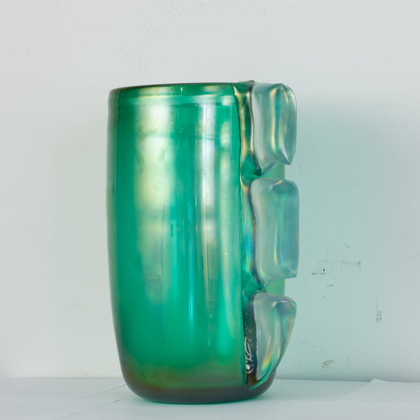 Green Murano Vase with Applied Shards