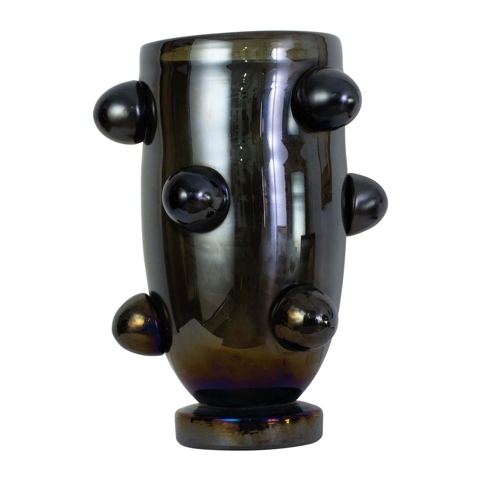 Black Murano Glass Vase with applied lobs