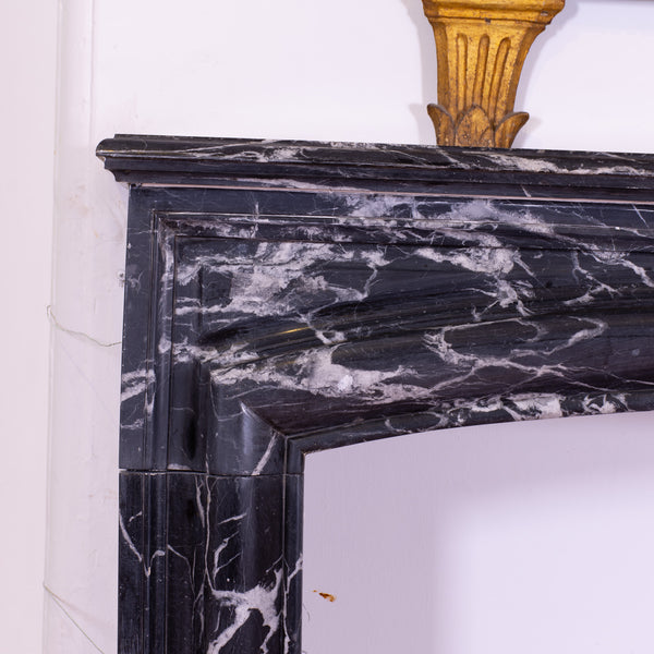 Antique Louis XIV Style Nero Marquina Fireplace