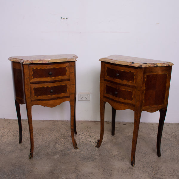 Pair of Louis XV style Walnut  Bedside Tables 