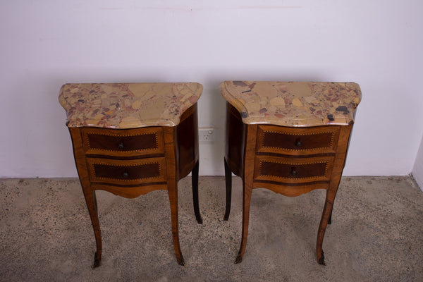 Pair of Louis XV style Walnut  Bedside Tables 