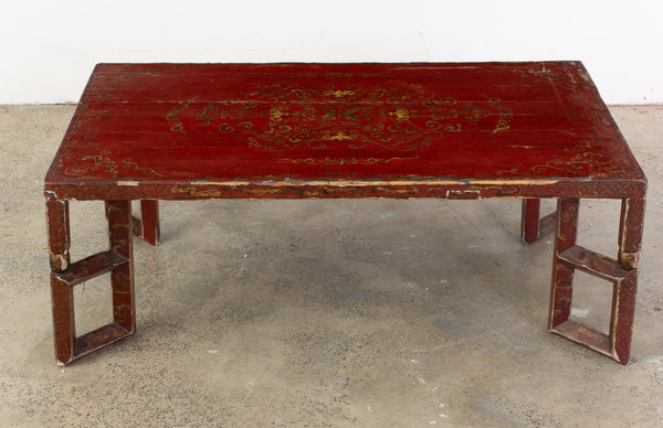 A 19th Century Red Chinoiserie Lacquer Coffee Table