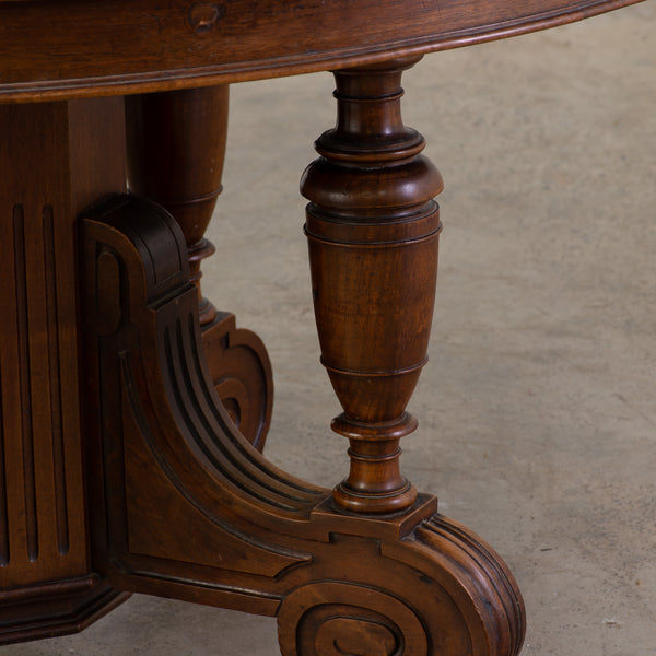 French Extension Walnut Round Table