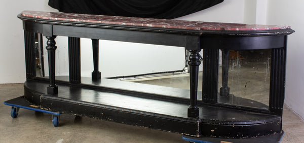 Susbtantial Antique Mirror Back marble Top Sideboard