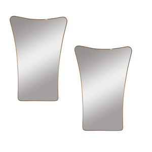 Pair of Italian Mid Century Brass Shield Mirrors