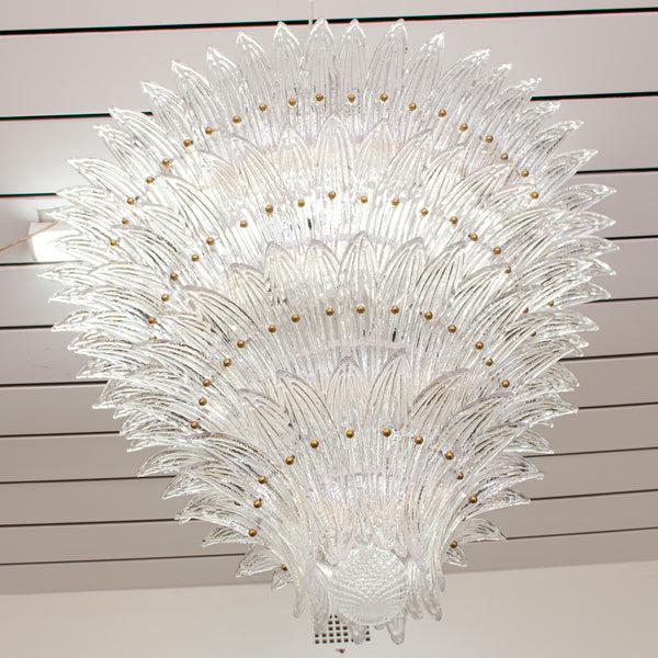 Large Palmette Murano Chandelier in the style of Barovier & Toso