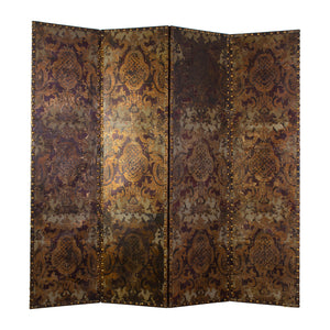 A  Four Panel 19th Century Spanish Embossed Leather Screen