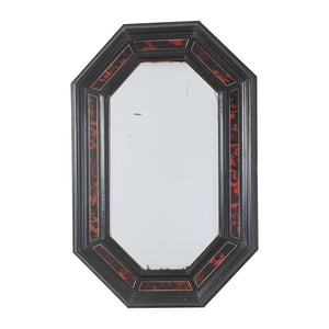 Early 20th Century Ebonised Octagonal Mirror with Faux Tortoiseshell