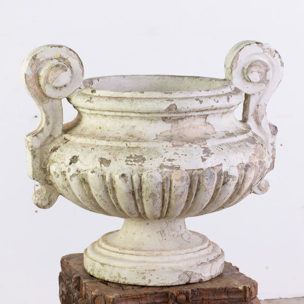 Large Antique Painted Composite Stone Urn