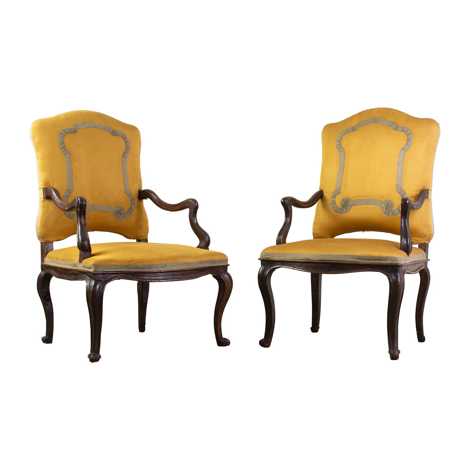 Pair 18th Century Italian Walnut Armchairs