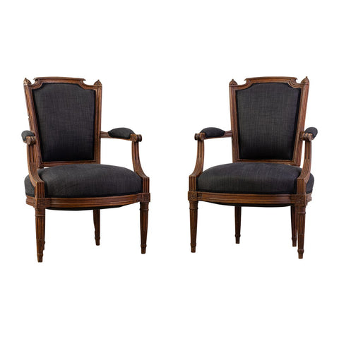 Pair of Louis XVI Walnut Fauteuils