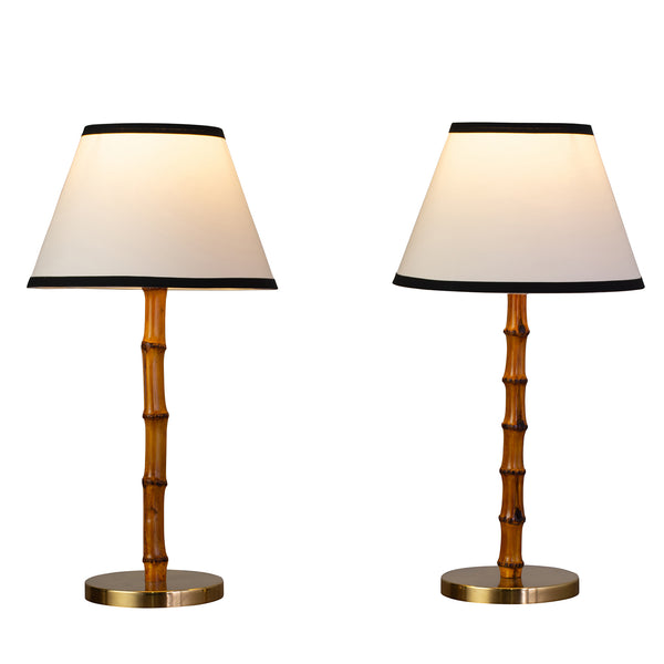 Pair of Bamboo Table Lamp in the Manner of Jacques Adnet