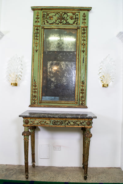 Italian Louis XIV Period Mirror And Marble Console