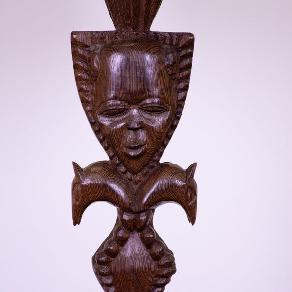 Mid-Century African Hand Carved Lamp