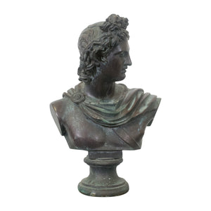 A cast Metal Bust of Apollo Belvedere