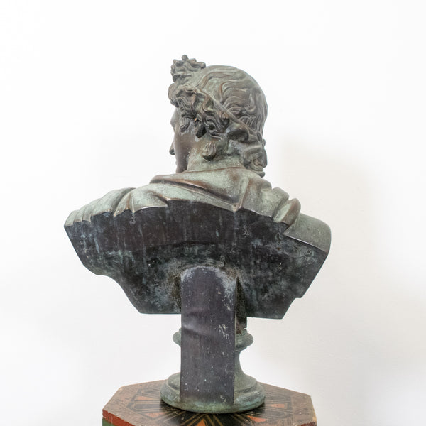 A cast Metal Bust of Apollo Belvedere