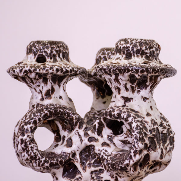 Pair of Pottery Candlesticks by Marius Giuge for Vallauris Ceramic.