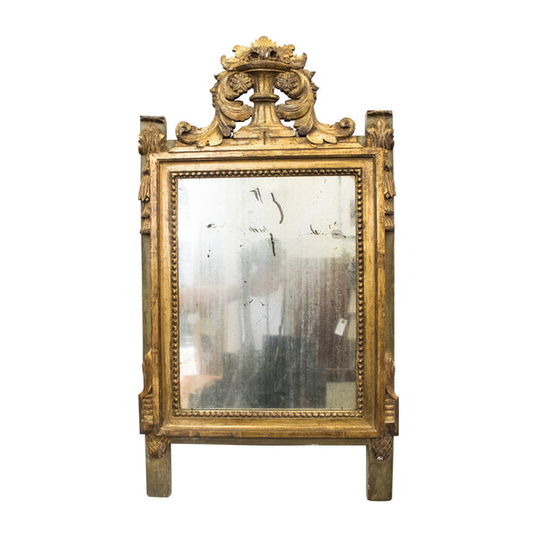 A small Louis XVI style carved and gilded wall Mirror