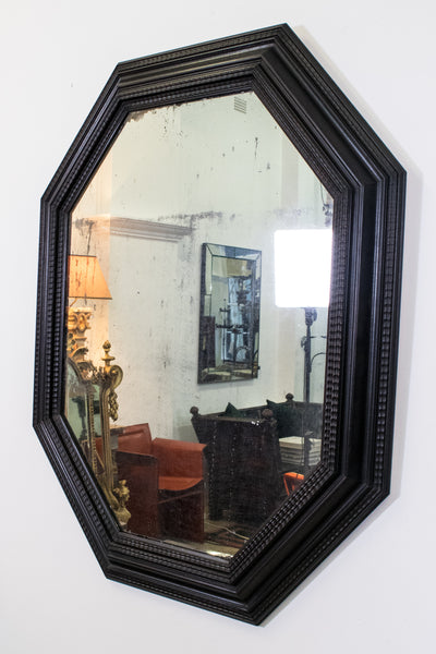 17th Century Style Dutch Ebonised Ripple moulded Octagonal Mirror