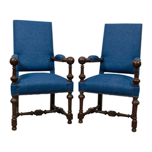 Pair of 19th Century Oak Armchairs with Ball Detail