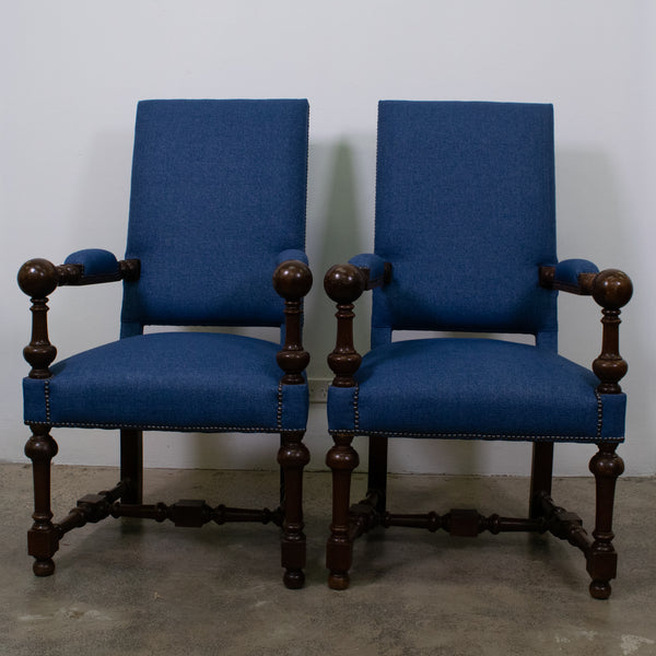 Pair of 19th Century Oak Armchairs with ball detail