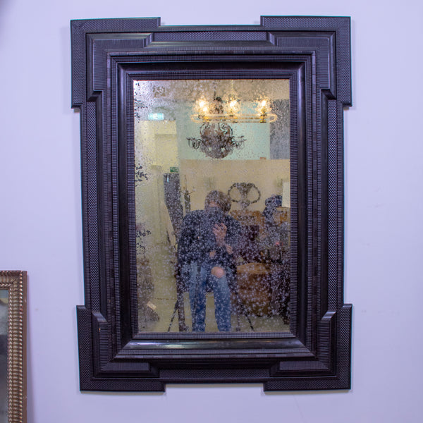 Large 19th Century Flemish Ripple Mould Ebonised Mirror