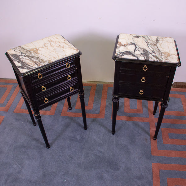 Pair of Directoire Style Ebonised Beside Commmodes