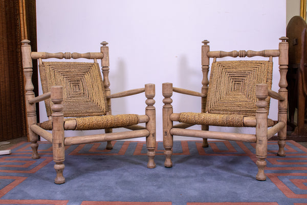 Pair Mid Century of Lounge Chairs attributed to Audoux and Frida Minet