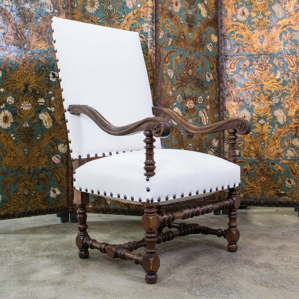 Antique Louis XIII Style Walnut Armchairs