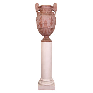 Neo Classical Terracotta Finish Urn and Plinth