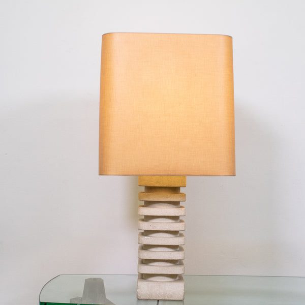 1970s Carved Stone Lamp probably by Albert Tormos