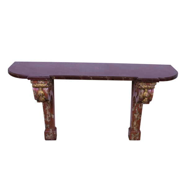 Louis XVI Style Faux Marble Console Table
