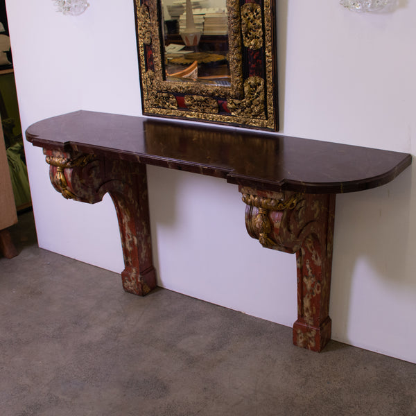 Louis XVI Style Faux Marble Console Table