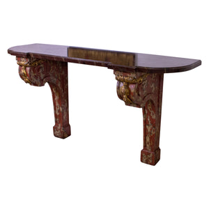 Louis XVI Style Wall Mounted Faux Marble Console Table