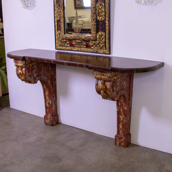 Louis XVI Style Faux Marble Console Table