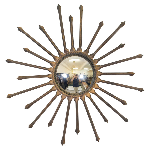 Mid-Century Iron Sun Burst Convex Mirror