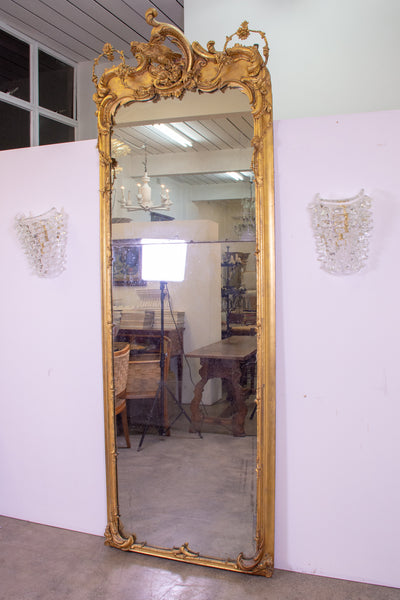 A Large George II Style Gilt-Gesso Pier Mirror