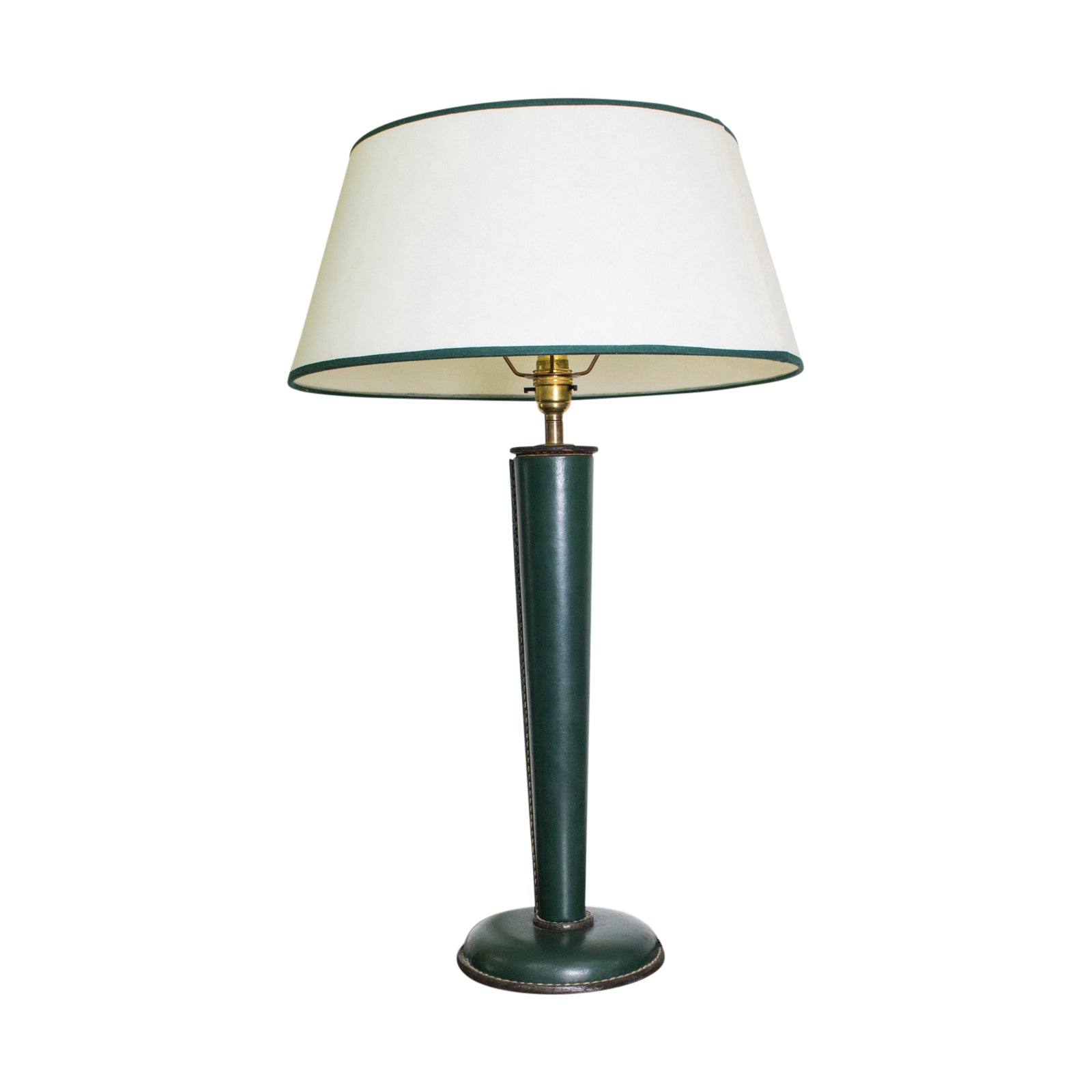 Green Leather Lamp Attributed to Jacques Adnet