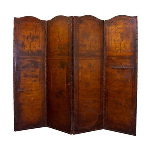 A 19th Century Neoclassical Four Panel Leather Screen