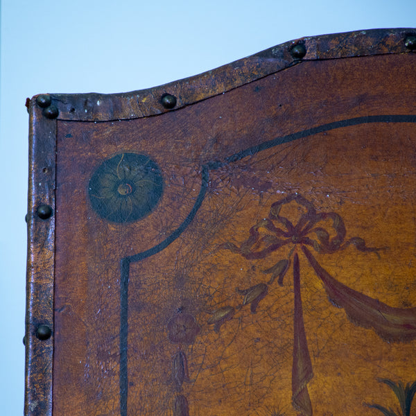 A 19th Century Neoclassical Four Panel Leather Screen