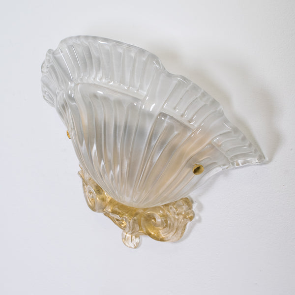 A Pair of Shell form Murano Wall Sconces